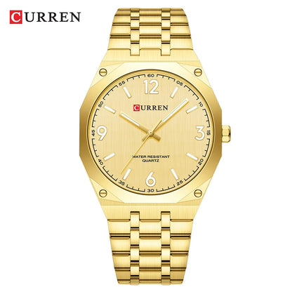 2026 Male Fashion Men Quartz Watch Stainless Steel Band Luminous Business Casual Wristwatch Octagonal Bezel Mineral Glass Dial