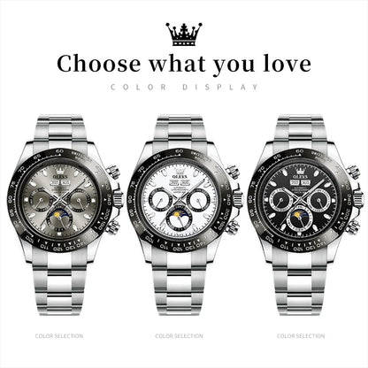 OLEVS 6654 Top Brand Men's Watches Classic Fashion Automatic Mechanical Watch for Man Complete Calendar Moon Phase Waterproof