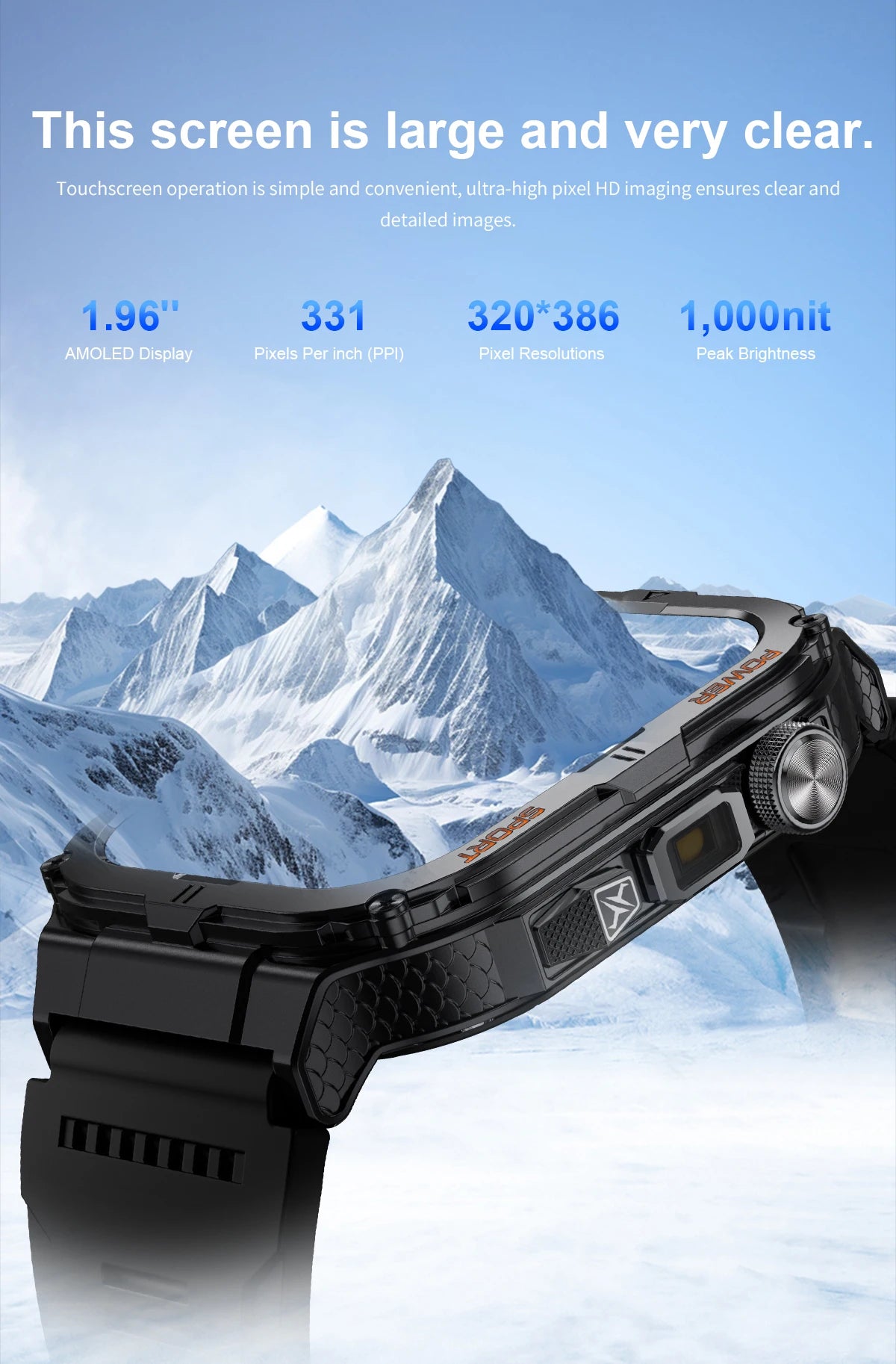 2026 New Men's Smart Watch LED Flashlight IP68 waterproof Outdoor Sports Watch Health Monitoring Fitness tracker for IOS Android