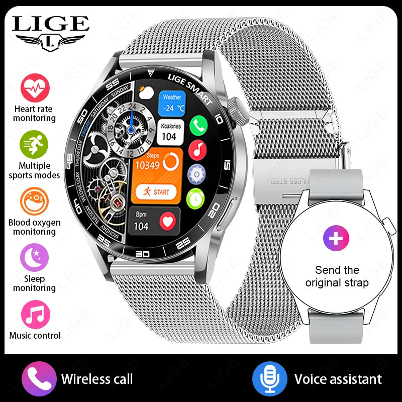 LIGE 2026 New Smartwatch Men For Android iOS Phone 1.38" HD Bluetooth Call Heart Rate Monitor Waterproof Sport Smart Watch Women