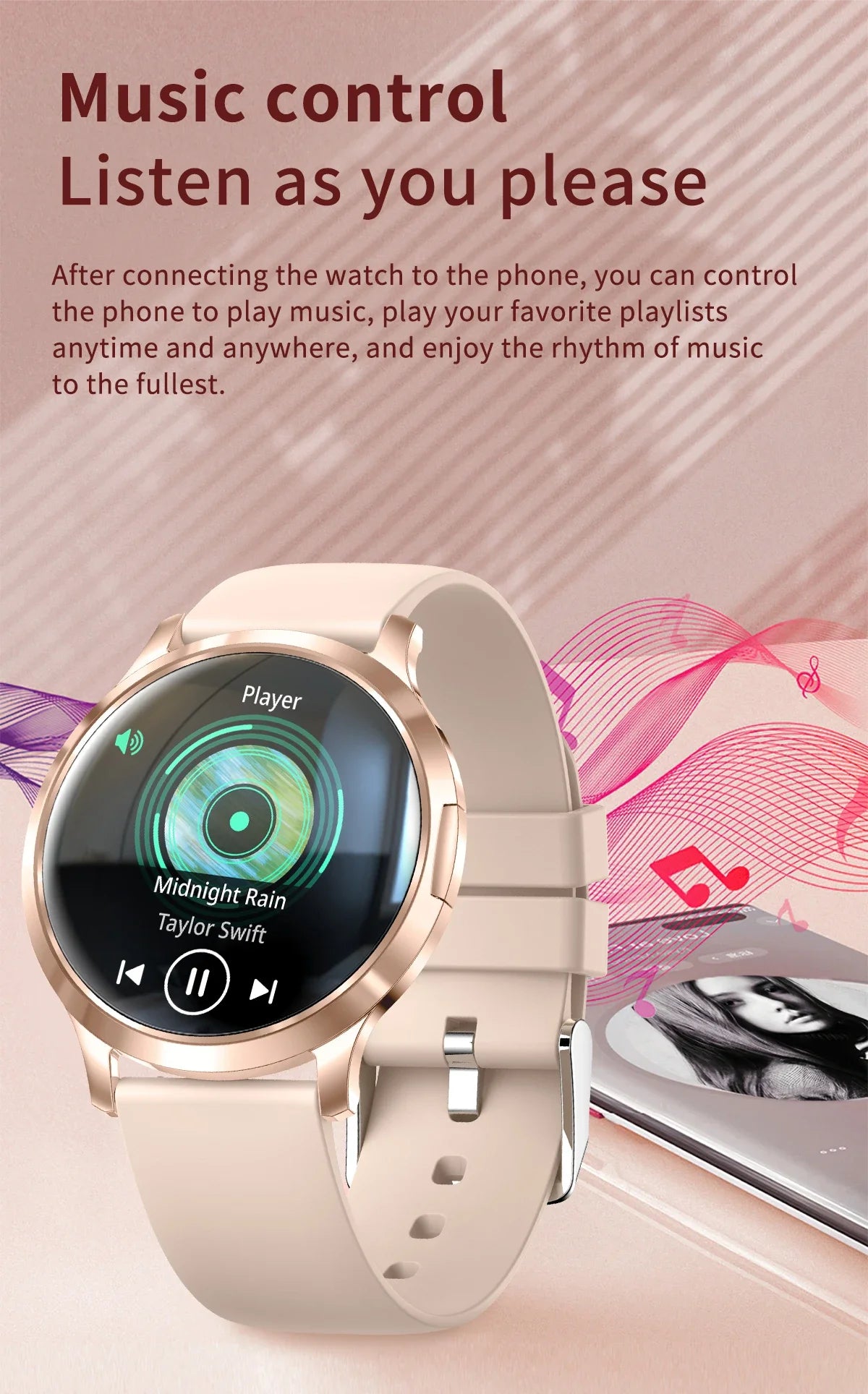 2026New Ladies' Smart Watch AMOLED Display Custom Dial Sport Fitness Health Tracke Waterproof Bracelet Music Digital Clock Women
