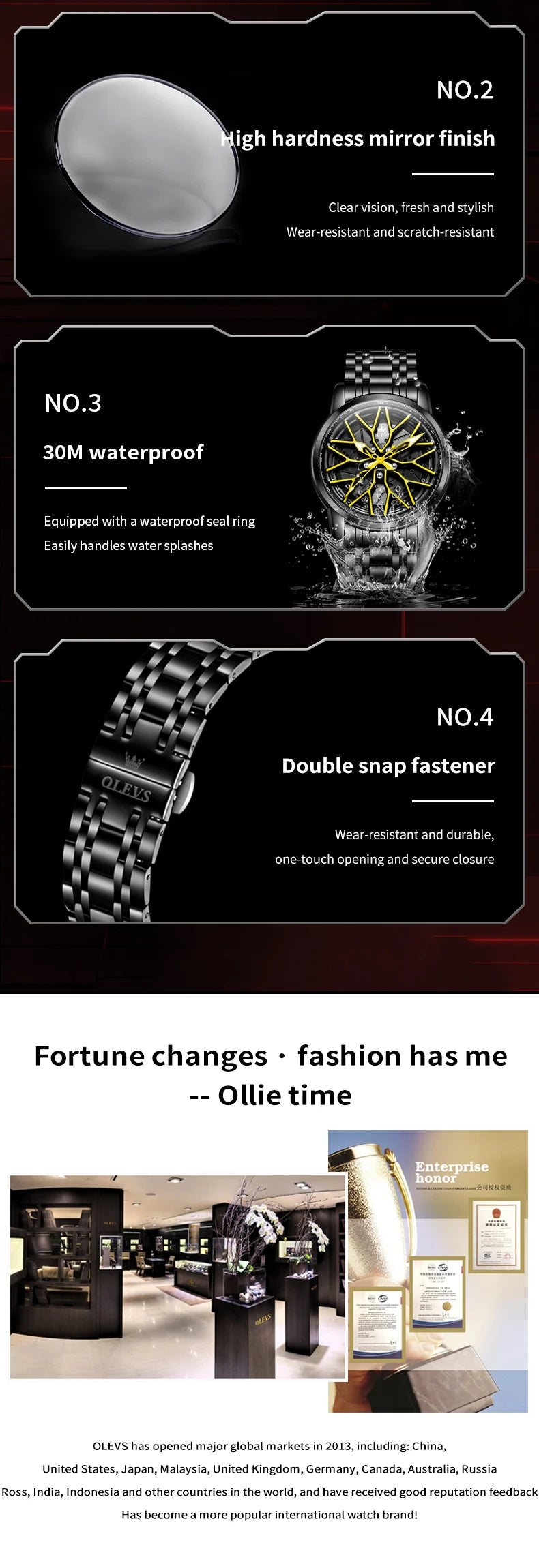 OLEVS Fashion Watch for Men Sport Car Rim Wheel Hub 360° Rotary Dial Quartz Watches Waterproof Stainless Steel Men's Wristwatch