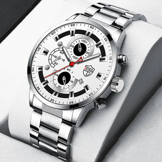 Fashion Sport Watches for Men Business Stainless Steel Quartz Wristwatch Calendar Man Casual Leather Luminous Watch часы мужские