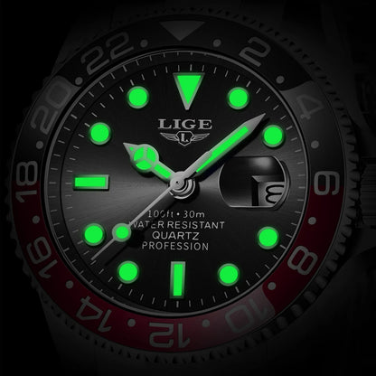 LIGE Fashion Luxury Couple Watches Quartz Watches Waterproof Stainless Steel Watch Valentine Gift Love Watch Relogio Masculino