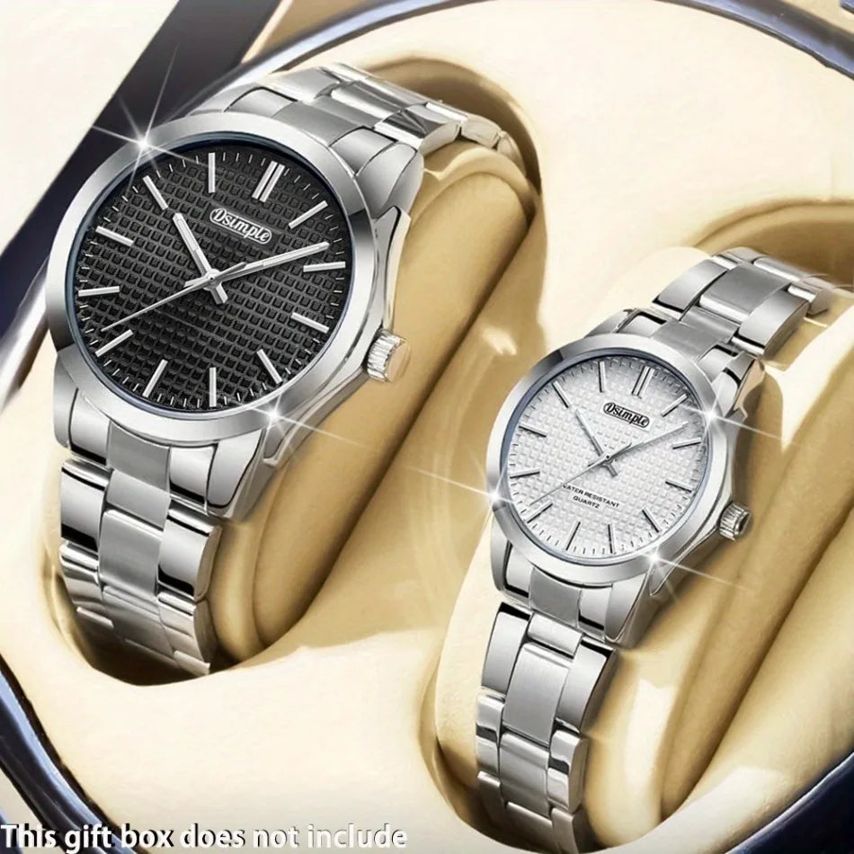 2pcs/set Couple Watch, Luxurious Stainless Steel Couple's Wristwatches,Quartz Watches,Valentine's Day Gifts, Women Gift
