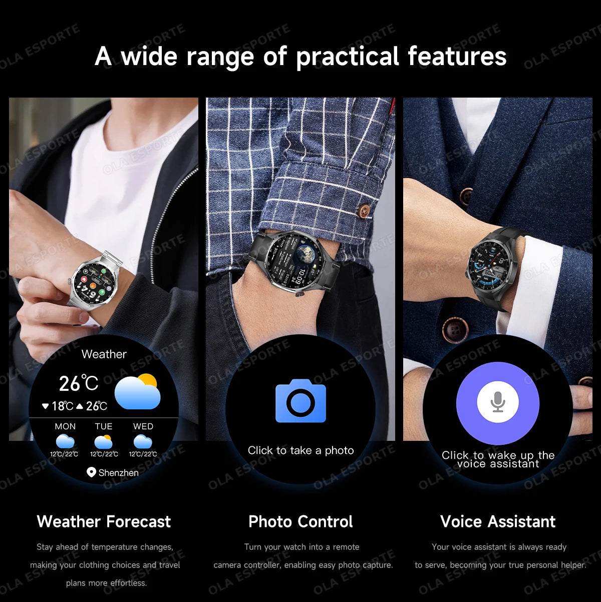 Men Smart Watch 1.52" HD Screen Bluetooth 5.4 Wireless Call Information Reminder Health Monitor Smart Watch IP68 Waterproof HT30