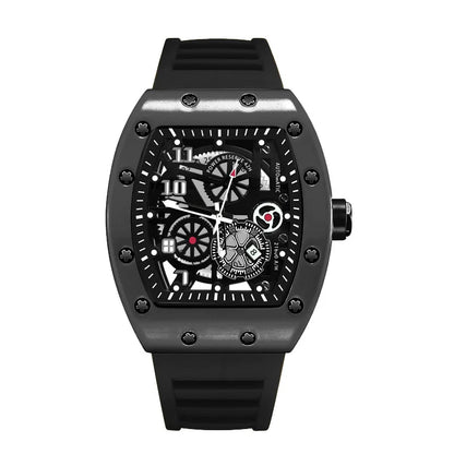 Men's Watch Sports Brand Fashion Trend Fully Automatic Quartz Wristwatch Hollow Waterproof Black Warrior Male Clock Watches