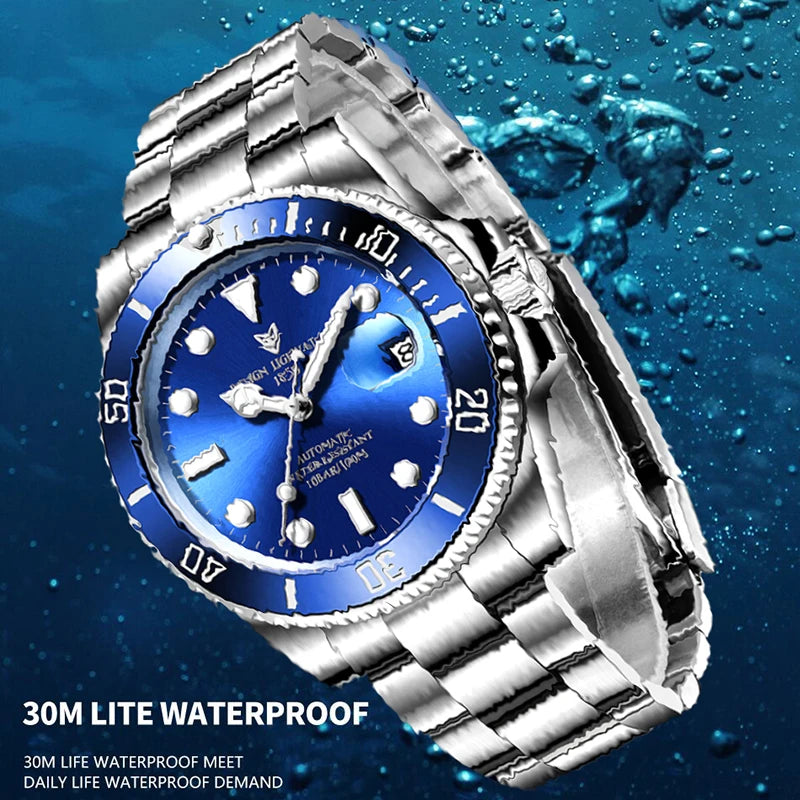 LIGE Top Brand Vintage Mechanical Watches Men Fashion Business Luxury Mens Watch Waterproof Luminous Automatic Wristwatch Reloj