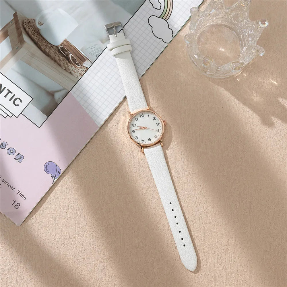 Fashion Ladies Brand Watches Simple Round Digital Hand Women Quartz Watch Casual Leather Strap Clock Gift Wristwatches
