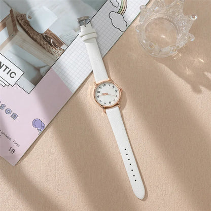 Fashion Ladies Brand Watches Simple Round Digital Hand Women Quartz Watch Casual Leather Strap Clock Gift Wristwatches