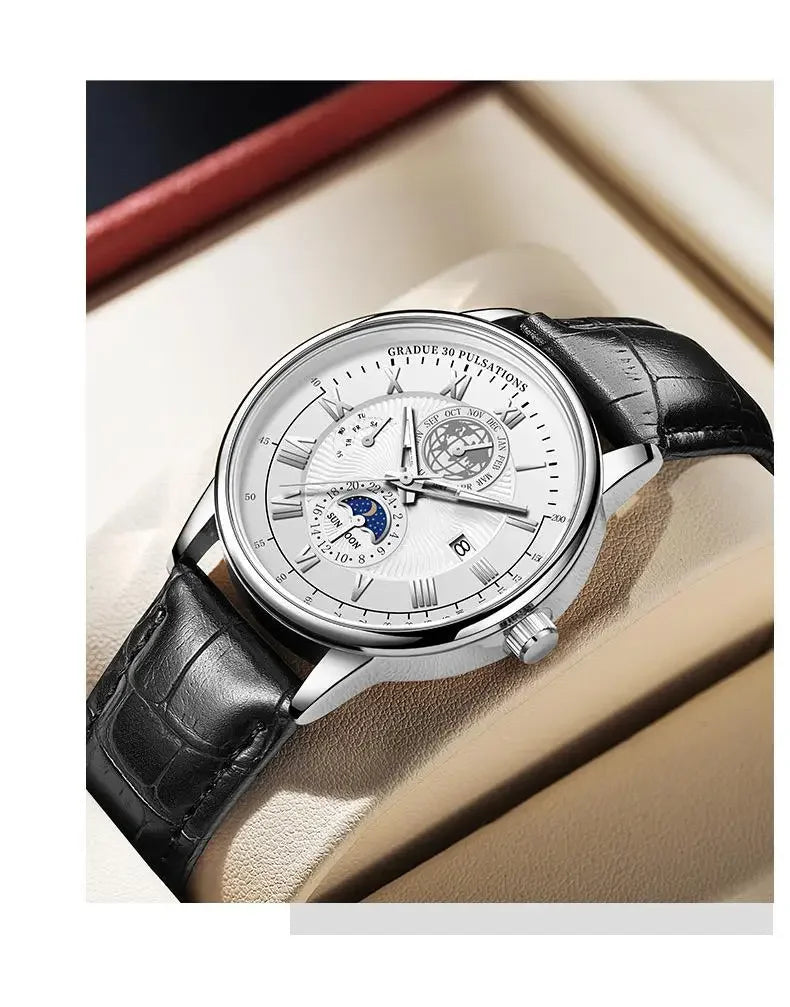 2024 Men Watch Fashion Top Luxury Sport Men's Wristwatch Waterproof Luminous Leather Date Quartz Watches Man Clock