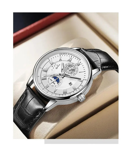 2024 Men Watch Fashion Top Luxury Sport Men's Wristwatch Waterproof Luminous Leather Date Quartz Watches Man Clock