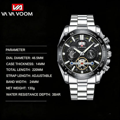 Relogio Masculino Top Brand Mens Luxury Business Watch Big Dial Stainless Steel Luminous Hands Clock Chic Waterproof Wristwatch