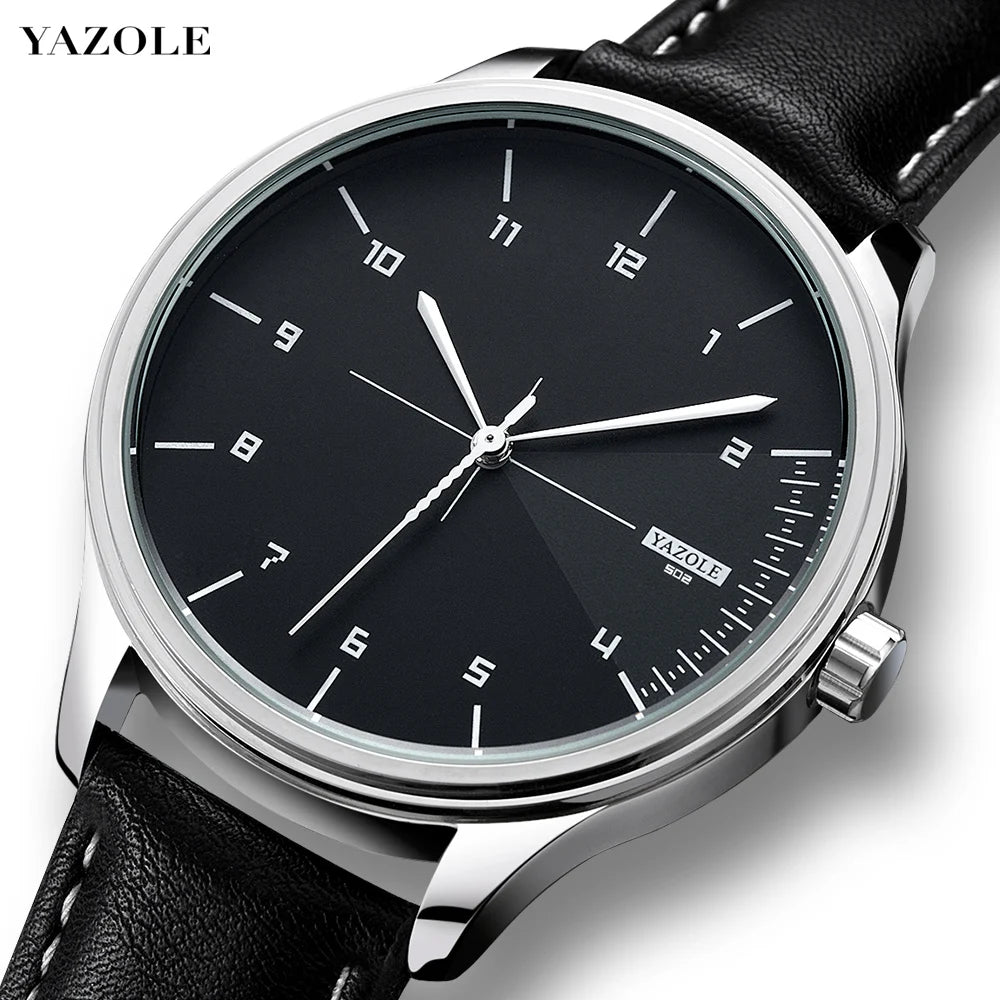 Fashion Men's Watches Top Brand Luxury Metal Case Quartz Wrist Watches Simple Casual Leather Belt Mens Watch Clock Reloj Hombre