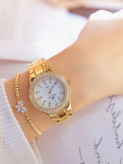 Women Wrist Watches For Ladies Dress Gold Watch Crystal Diamond Women Watches Stainless Steel Silver Clock Montre Femme