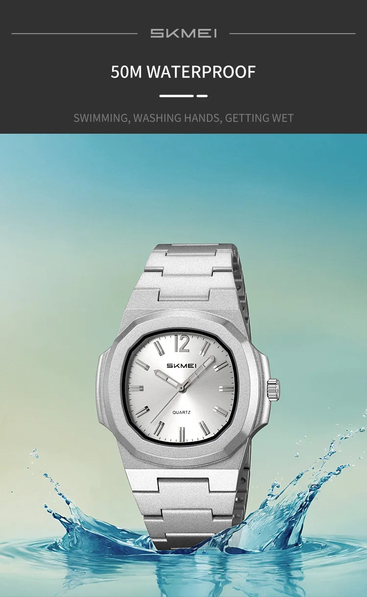 Skmei Bracelet Watches for Mens Analog Display 50M Waterproof Simple Style Quartz Wristwatch