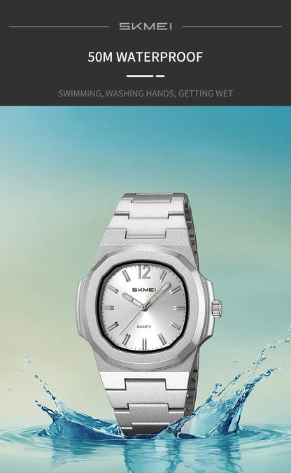 Skmei Bracelet Watches for Mens Analog Display 50M Waterproof Simple Style Quartz Wristwatch