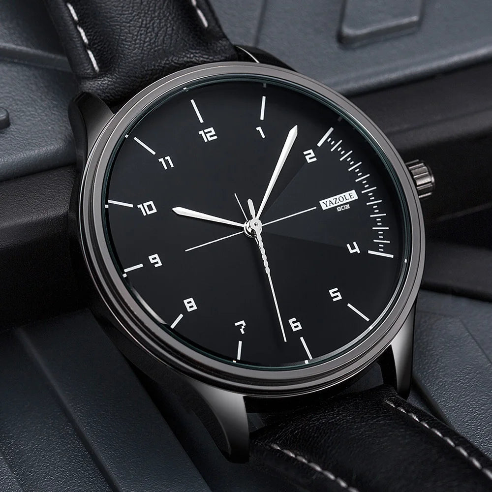 Fashion Men's Watches Top Brand Luxury Metal Case Quartz Wrist Watches Simple Casual Leather Belt Mens Watch Clock Reloj Hombre