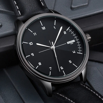 Fashion Men's Watches Top Brand Luxury Metal Case Quartz Wrist Watches Simple Casual Leather Belt Mens Watch Clock Reloj Hombre