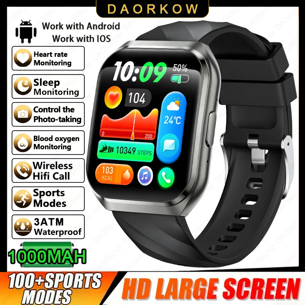 2026 NEW Smart Watch 1000mAh Large Battery Sports Modes Tracker Heart Rate Bluetooth Call 1.83'' HD Screen Waterproof GPS Woman