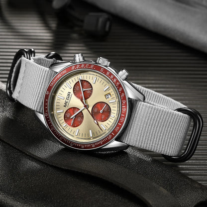 MEGIR New Luxury Men's Watches Canvas Weaving Strap Sport Automatic Chronograph Quartz Waterproof Wristwatch for Male 2247