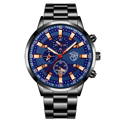 2023 Mens Watches Fashion Luxury Men Black Stainless Steel Quartz Wristwatch Man Business Casual Leather Watch relogio masculino
