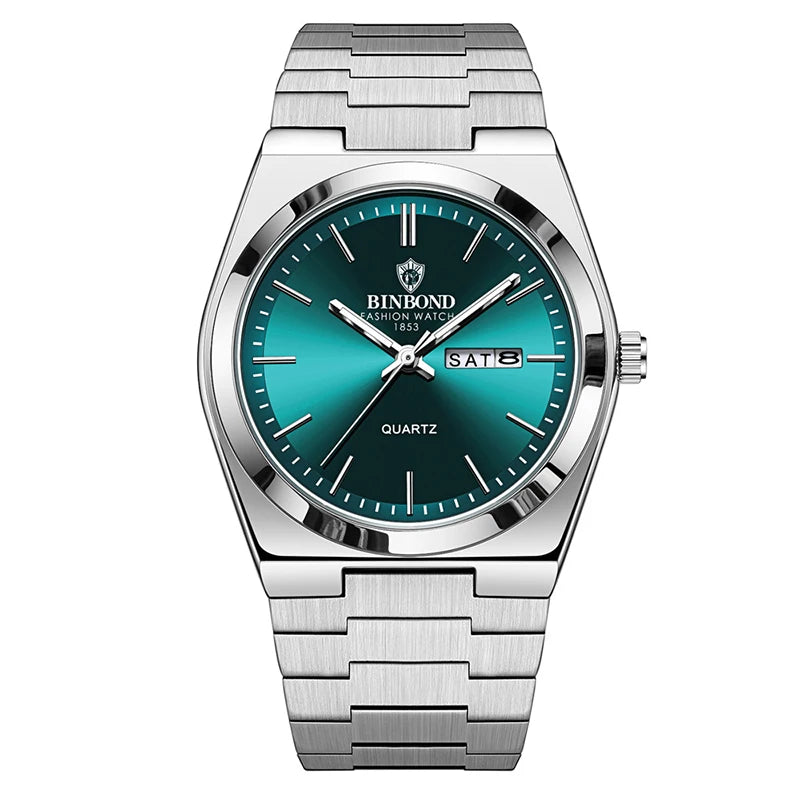 watches for man Light Luxury Brand Stainless Steel Double Calendar Waterproof Male Business Leisure Fashion Quartz Clock Watch