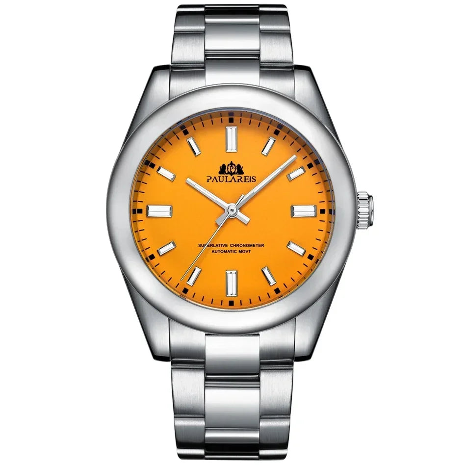 Automatic Watches for Men Mechanical Self Wind Stainless Steel Luxury Red Yellow Blue Green Rainbow 41mm Reloj Hombre Baratos