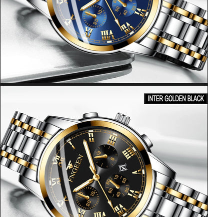 BINBOND Fashion 2pcs/Set Couple Watches Casual Men Ladies for Quartz Watch Lover Waterproof Stainless Steel Valentine Gift Watch