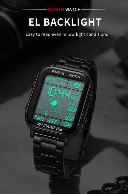 Watches for Man Digital Watch Stopwatch Countdown Wristwatch Calendar Clock Sport Pedometer Calculation Digital Montre Homme