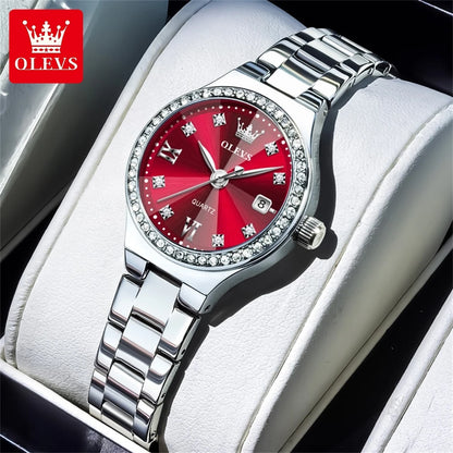 OLEVS 2026 New Women's Wristwatch Elegant Luxury Quartz Watch For Women Fashion Waterproof Watches Stainless Steel Ladies Clock
