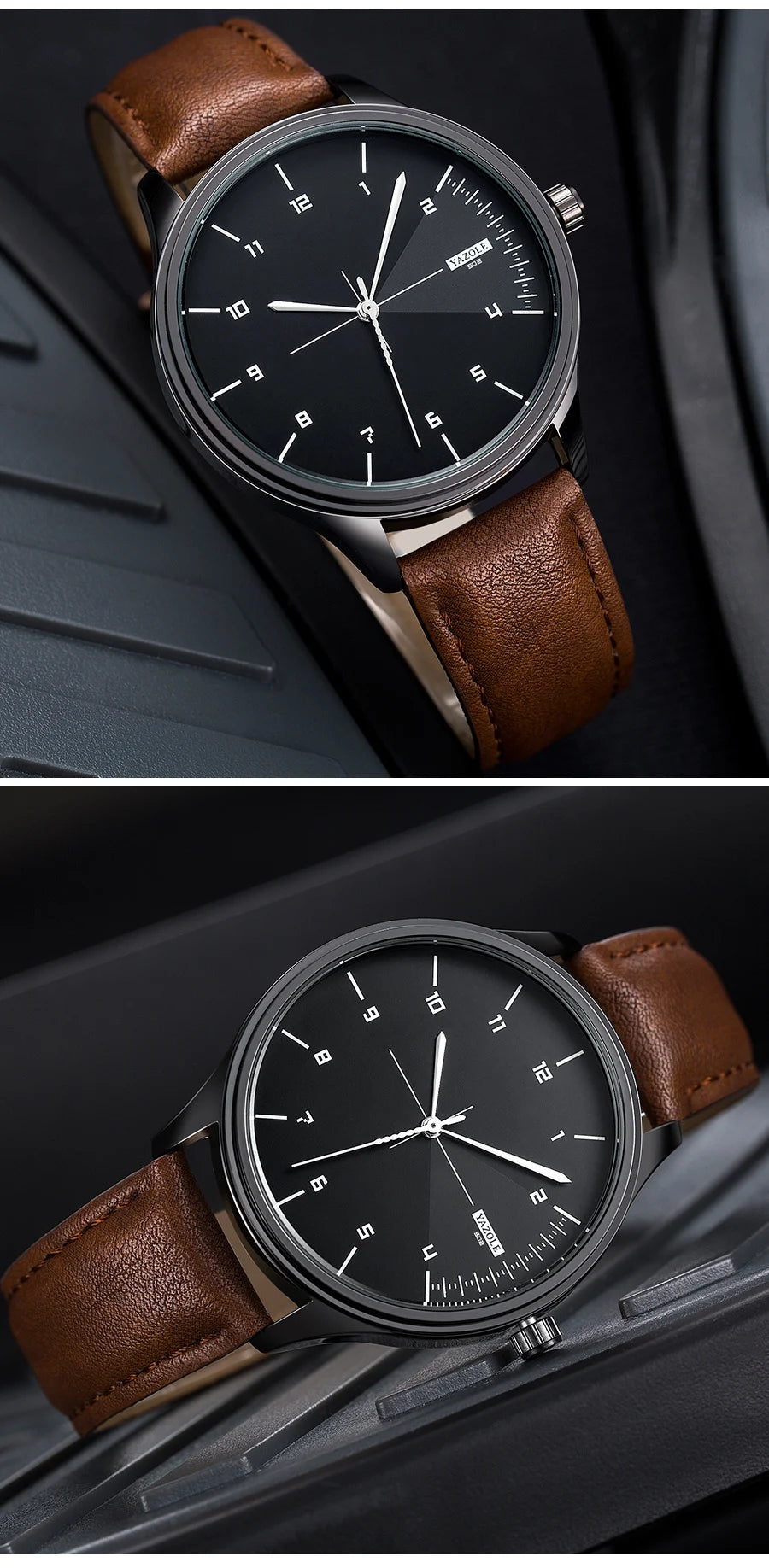 Fashion Men's Watches Top Brand Luxury Metal Case Quartz Wrist Watches Simple Casual Leather Belt Mens Watch Clock Reloj Hombre