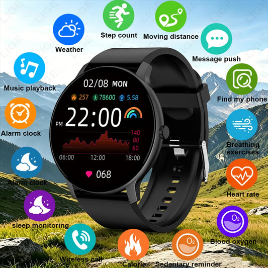 LIGE New Full Touch Screen Smart Watch Men Sports Bracelet Waterproof BT Call Heart Rate Sleep Monitor Smartwatch For Men Women