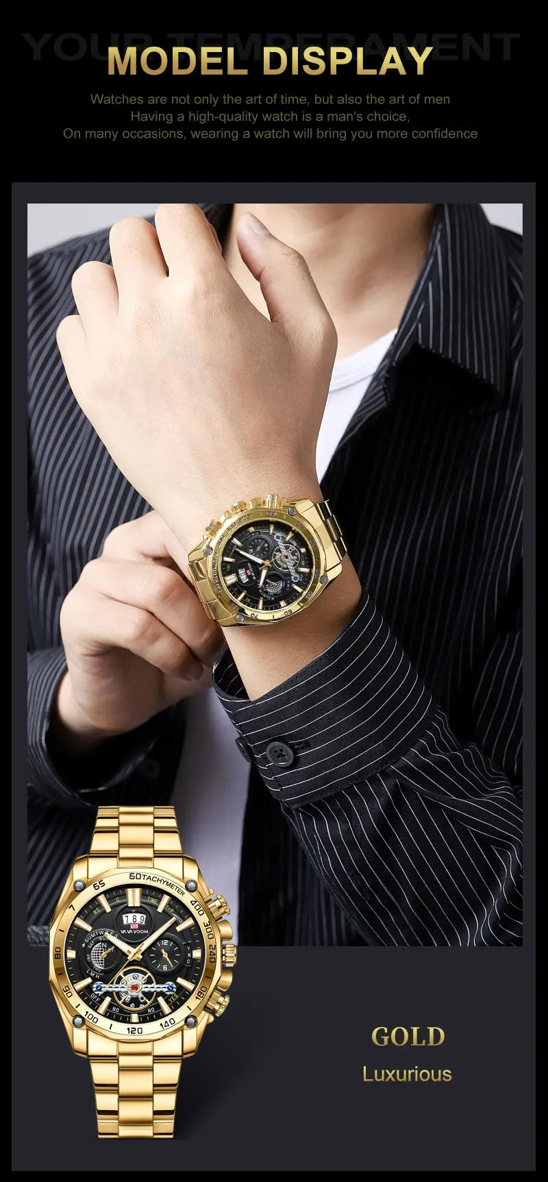 Relogio Masculino Top Brand Mens Luxury Business Watch Big Dial Stainless Steel Luminous Hands Clock Chic Waterproof Wristwatch