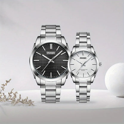 2pcs/set Couple Watch, Luxurious Stainless Steel Couple's Wristwatches,Quartz Watches,Valentine's Day Gifts, Women Gift