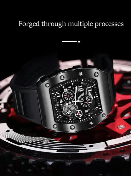 Men's Watch Sports Brand Fashion Trend Fully Automatic Quartz Wristwatch Hollow Waterproof Black Warrior Male Clock Watches