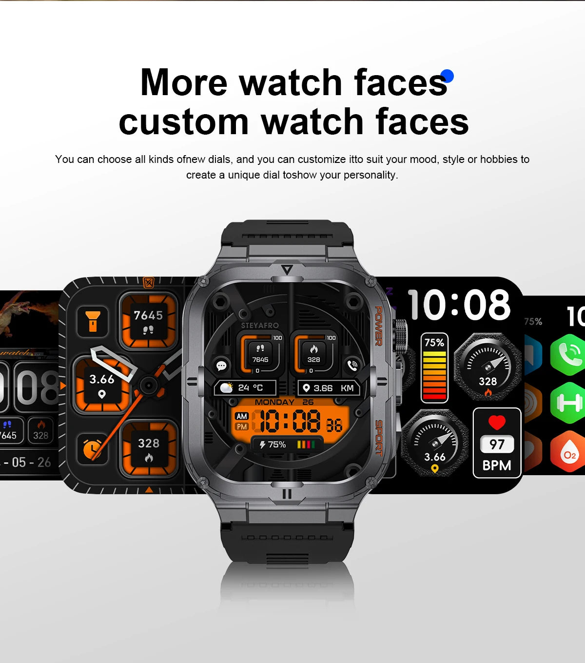 2026 New Men's Smart Watch LED Flashlight IP68 waterproof Outdoor Sports Watch Health Monitoring Fitness tracker for IOS Android