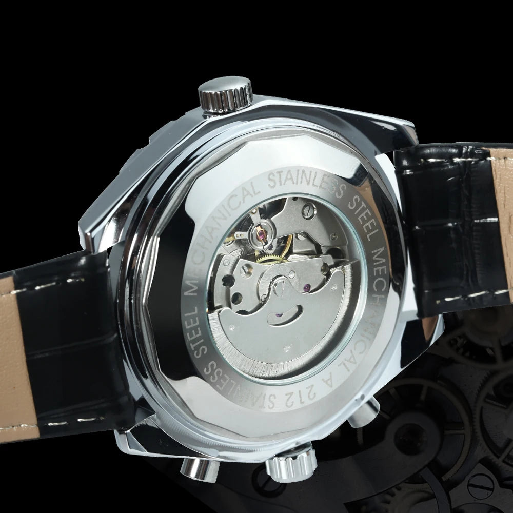 JARAGAR Sports Mens Watches Top Brand Luxury Automatic Mechanical Watch for Men Leather Steel Strap Military Wristwatches Gifts