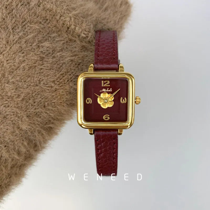 Watches for women 2026 new square fashion light luxury women's quartz women's watch high-end red quartz watch gift for women