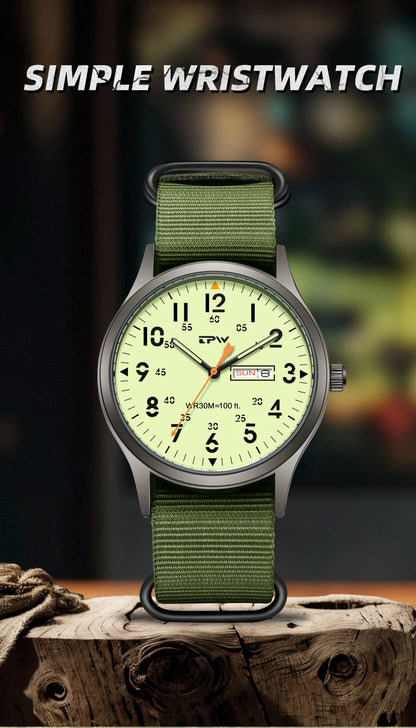 2026 TPW Field Watch Easy Reading Fabric Strap 24 Hours Display Quartz Movement
