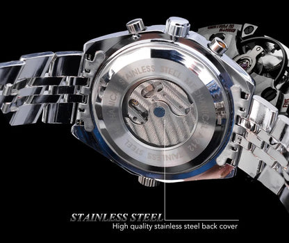JARAGAR 212 Elegant Automatic Mechanical Watches for Man Hollowing Dial Chronograph Luminous Multifunctional Men Wristwatch