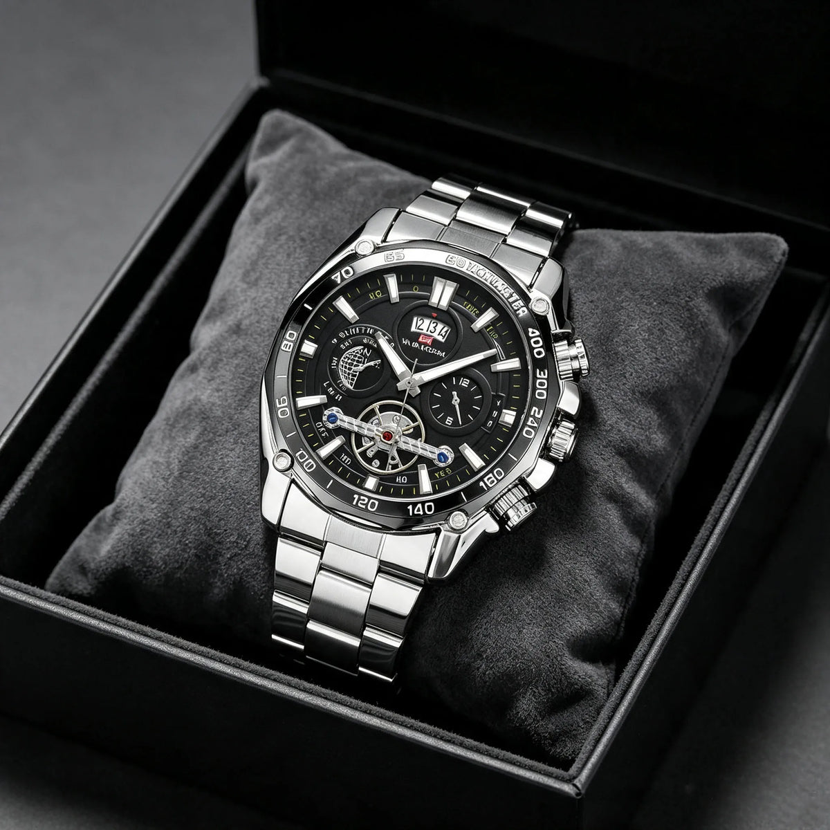 Relogio Masculino Top Brand Mens Luxury Business Watch Big Dial Stainless Steel Luminous Hands Clock Chic Waterproof Wristwatch