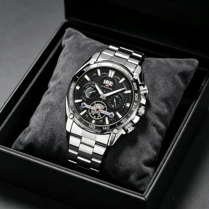Relogio Masculino Top Brand Mens Luxury Business Watch Big Dial Stainless Steel Luminous Hands Clock Chic Waterproof Wristwatch