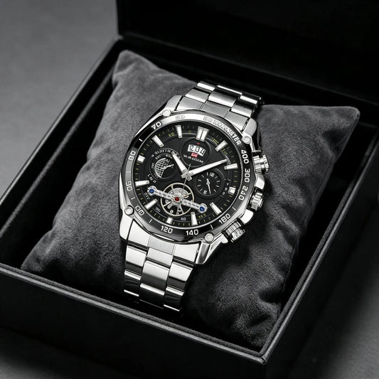 Relogio Masculino Top Brand Mens Luxury Business Watch Big Dial Stainless Steel Luminous Hands Clock Chic Waterproof Wristwatch