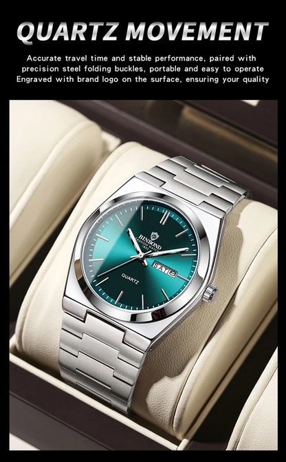 watches for man Light Luxury Brand Stainless Steel Double Calendar Waterproof Male Business Leisure Fashion Quartz Clock Watch
