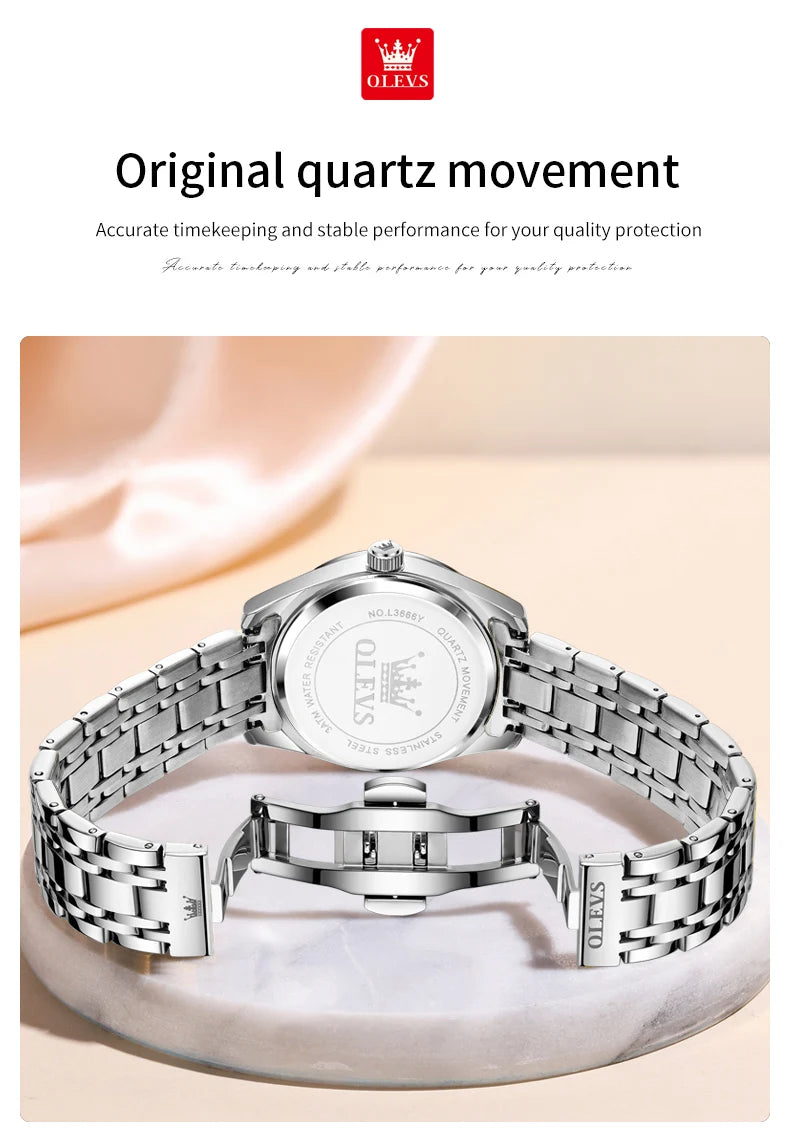 OLEVS 3666 Couple Watch Luxury Original Fashion Brand Waterproof Luminous Quartz Watch Man And Woman Watches Calendar Design