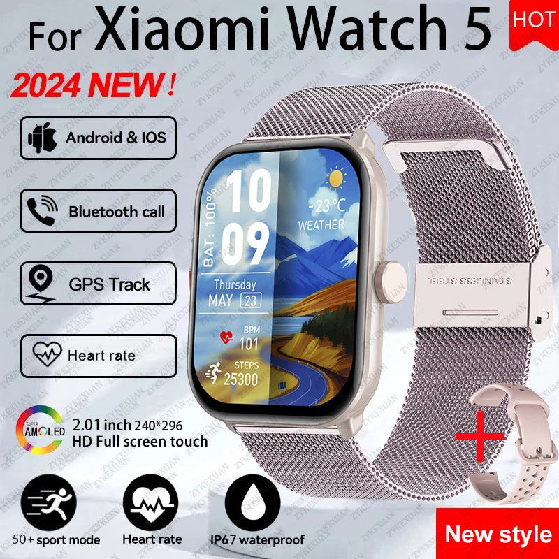 For Xiaomi Watch 5 Global Version Sports Smart Watch Men Women HD AMOLED Screen Heart Rate Call GPS Track Waterproof Smartwatch