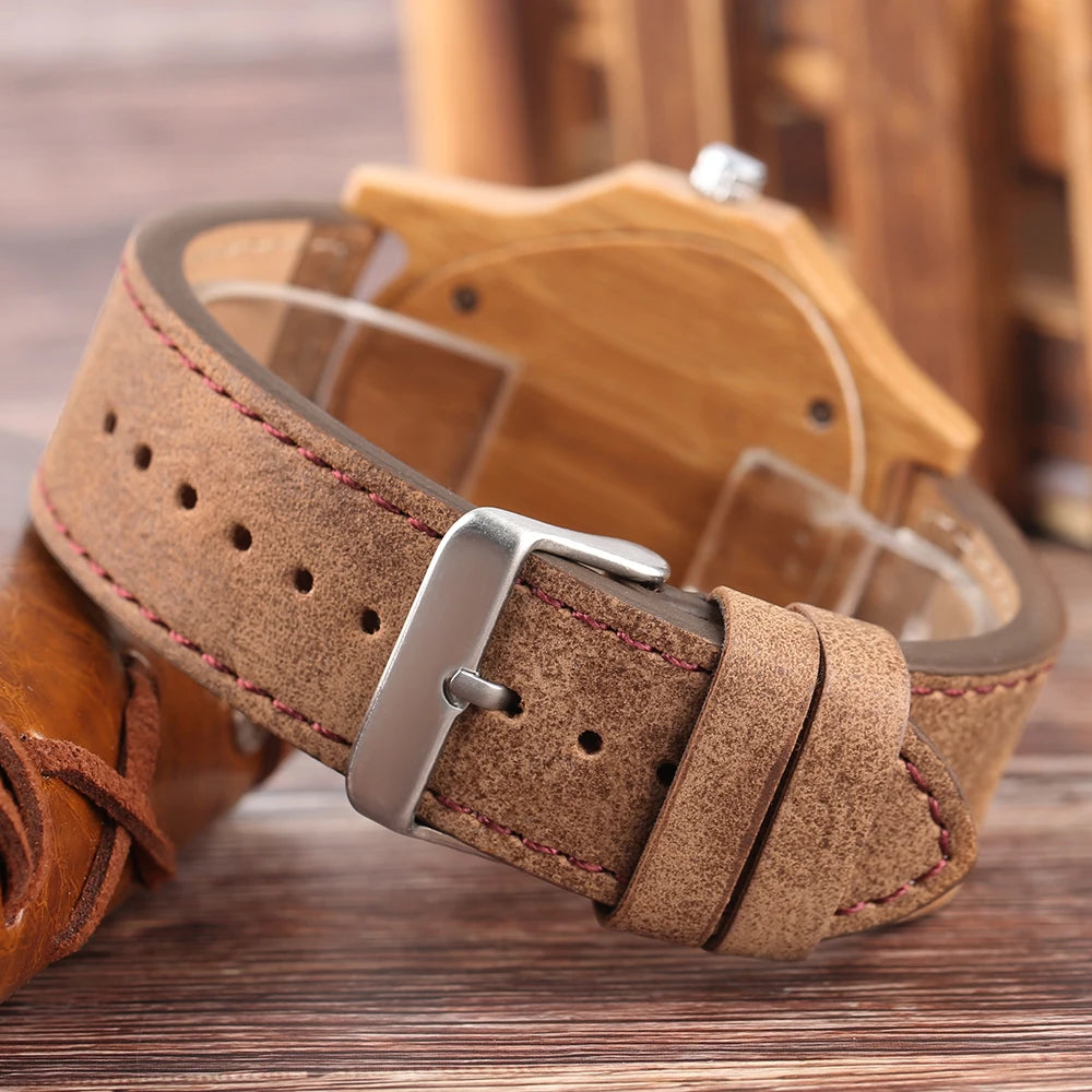 Unique Wooden Watches for Men Sport Racing Design Geometric Triangle Man's Quartz Watch Bamboo Relogio Masculino Orologio Uomo