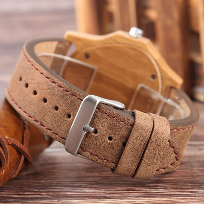 Unique Wooden Watches for Men Sport Racing Design Geometric Triangle Man's Quartz Watch Bamboo Relogio Masculino Orologio Uomo
