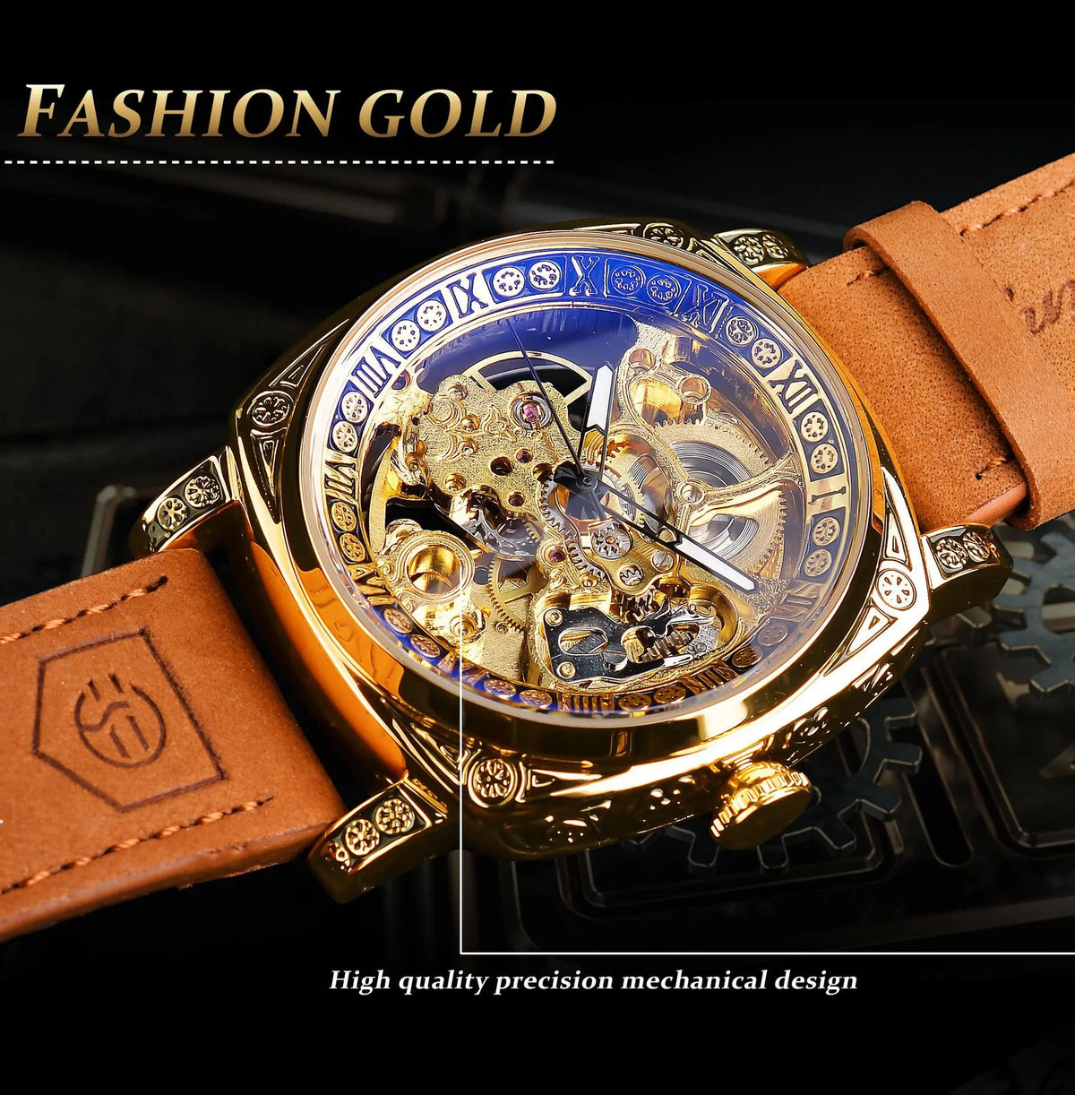 FORSINING Watches for Men Hollow Fully Automatic Mechanical Watch Luminous Waterproof Clock Leather Strap Men Watch Reloj Hombre